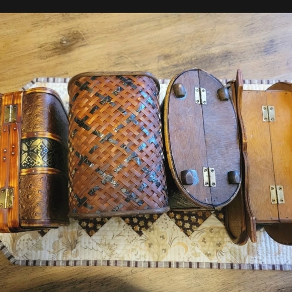Wood, Bamboo,Metal Purses/Boxes/Decorative/Vintage, Lot of 4 - Picture 8 of 12